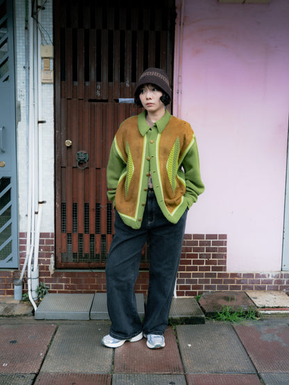 1960年代「BRENT」絨面革腈綸開襟衫