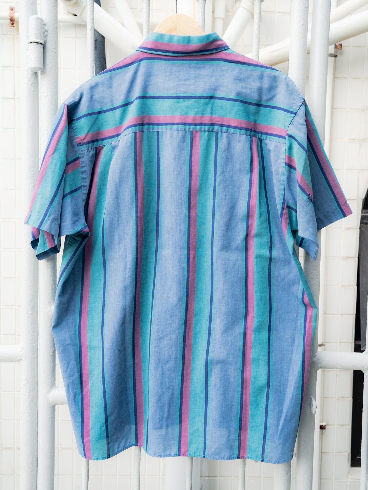 "POLO CLUB MANHATTAN" Striped Short Sleeves Button-Down Shirt"