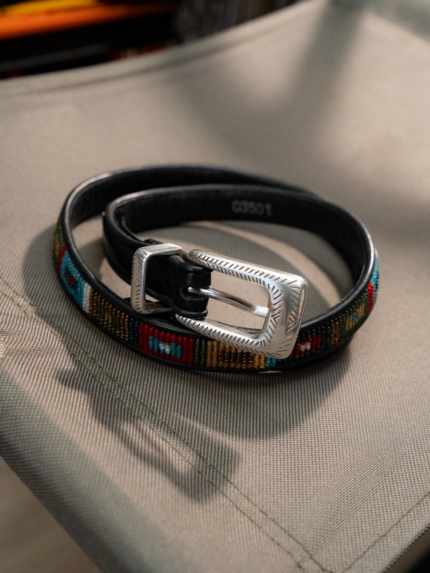 2000s "BRIGHTON" Q3501 Western Beaded Leather Belt