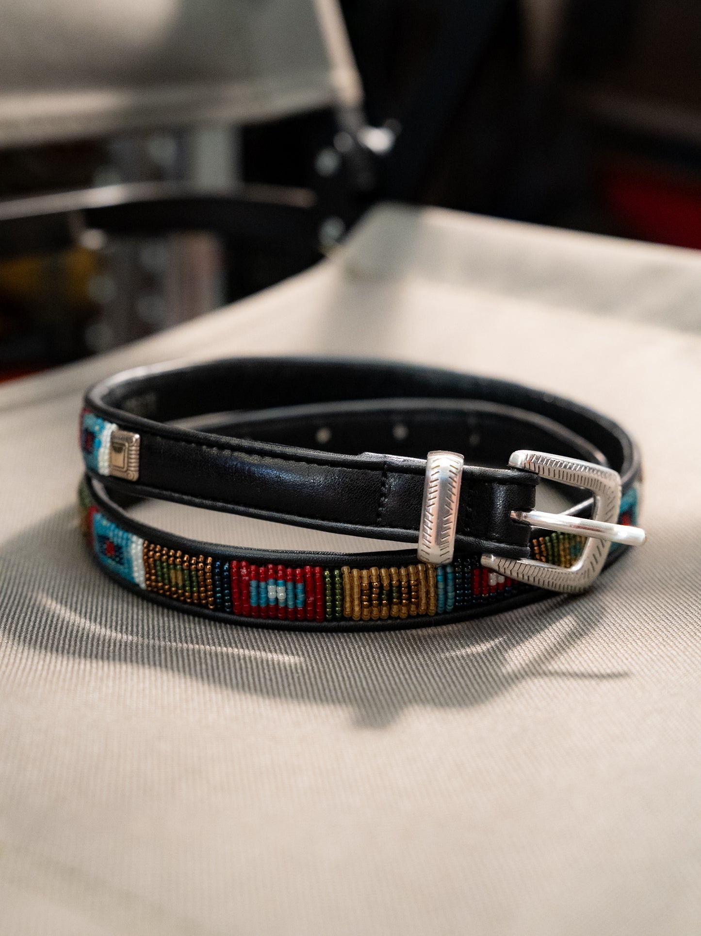 2000s "BRIGHTON" Q3501 Western Beaded Leather Belt