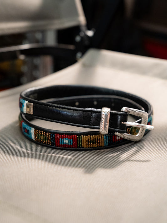 2000s "BRIGHTON" Q3501 Western Beaded Leather Belt