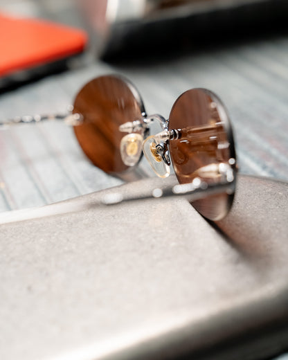 1990s Romaine Rimless Oval Copper Lens Sunglasses