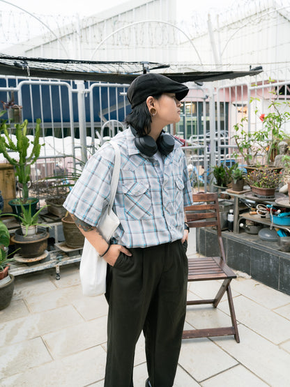 WRANGLER 格紋短袖西部襯衫