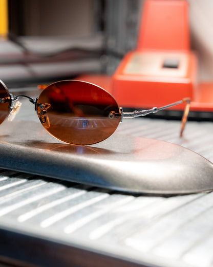 1990s Romaine Rimless Oval Copper Lens Sunglasses
