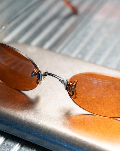 1990s Romaine Rimless Oval Copper Lens Sunglasses