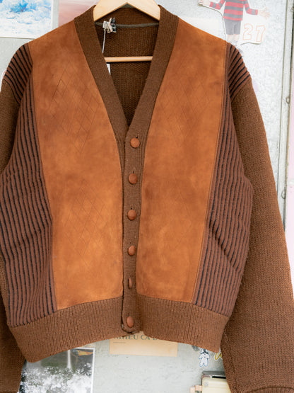 1960-70s Suede Wool Mix Cardigan