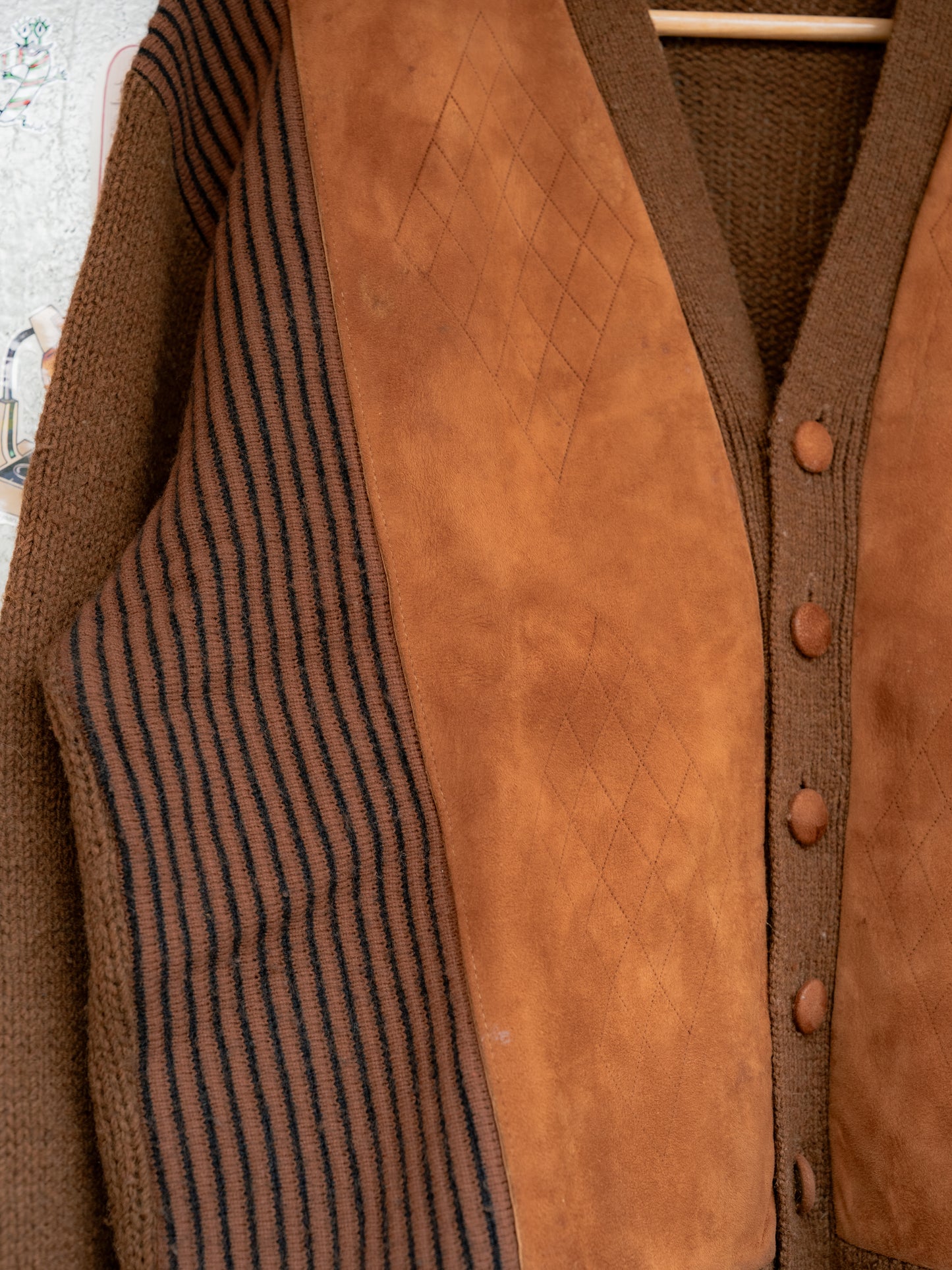 1960-70s Suede Wool Mix Cardigan