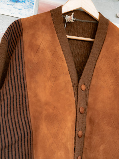1960-70s Suede Wool Mix Cardigan