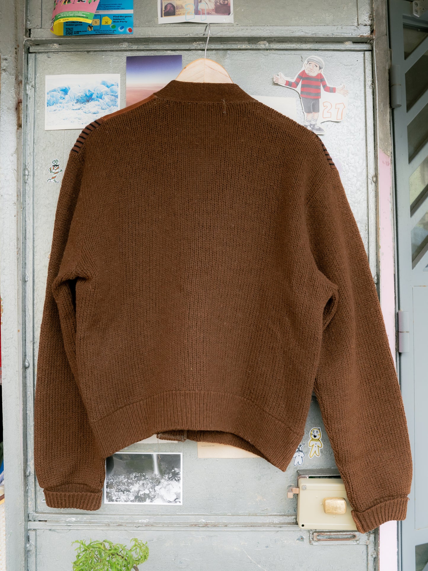 1960-70s Suede Wool Mix Cardigan