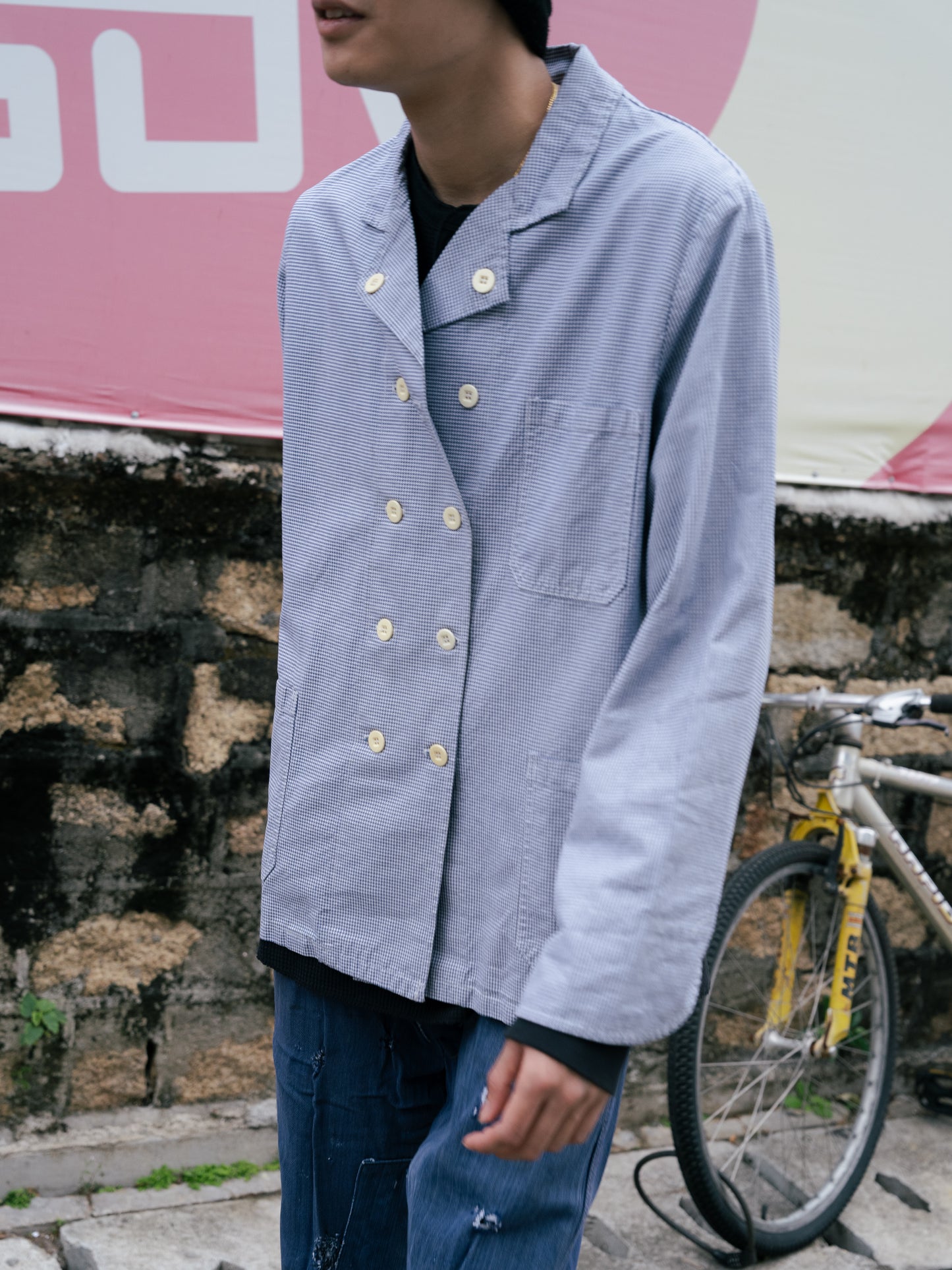 1970s “TB DIFFUSION” Houndstooth Butcher Work Jacket