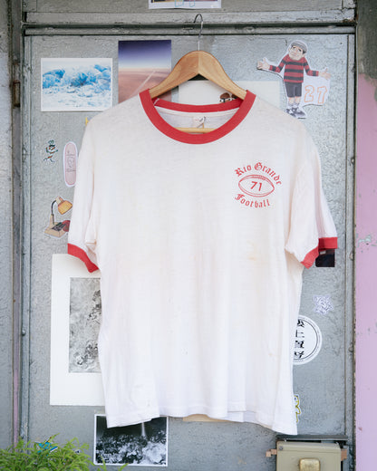1970s ”Quality Sportswear Products“ Rio Grande Football Ringer Tee