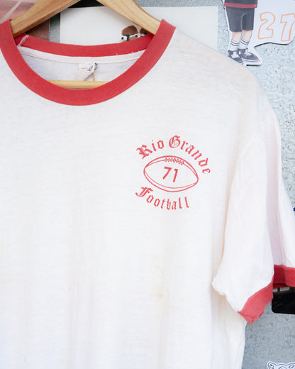 1970s ”Quality Sportswear Products“ Rio Grande Football Ringer Tee