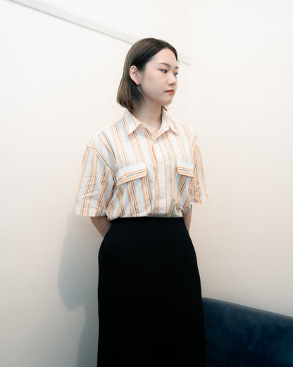 “P.Ress”條紋短袖襯衫