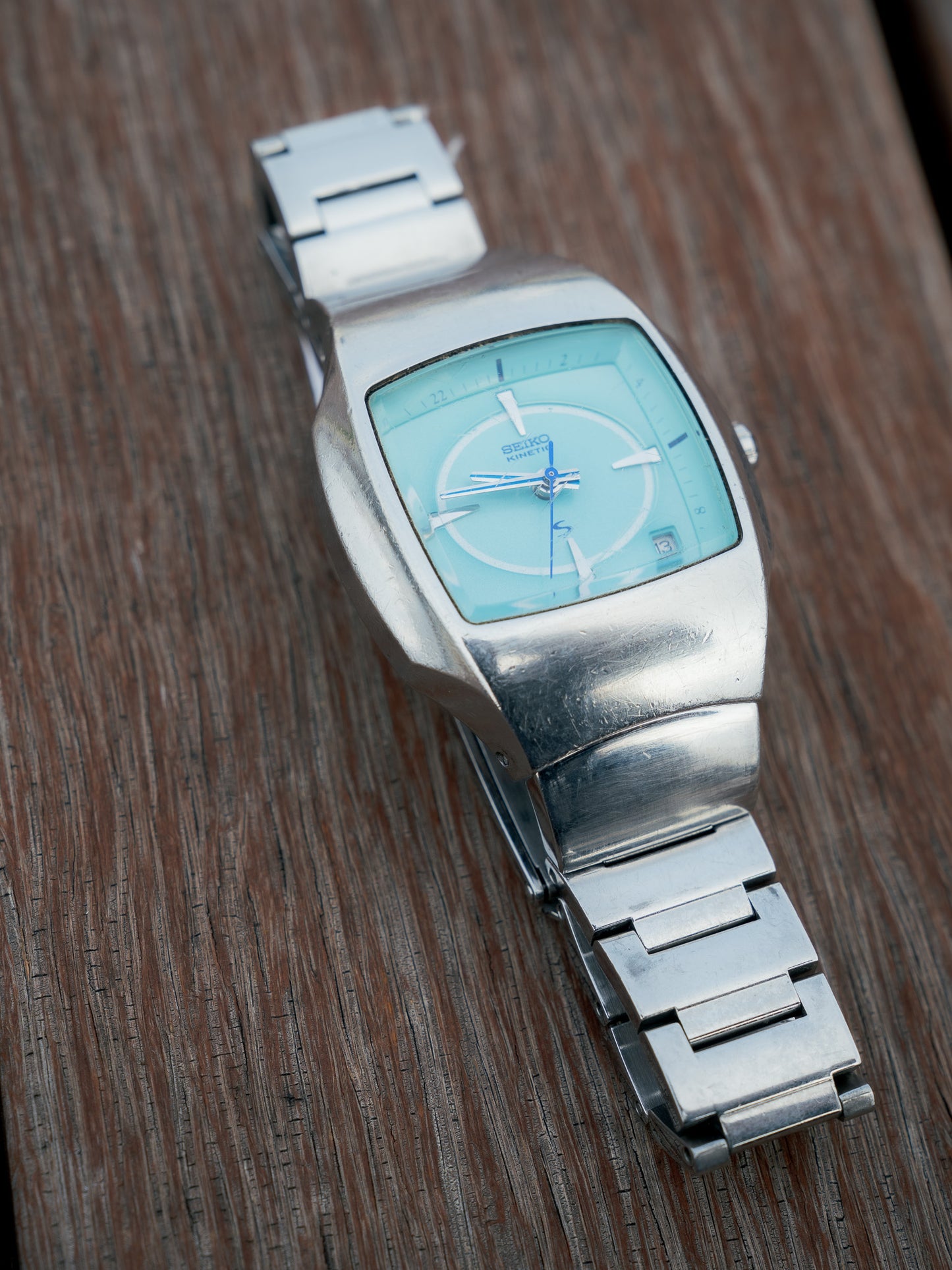 1997 SEIKO Kinetic GMT Square 5M45-5A00 Watch