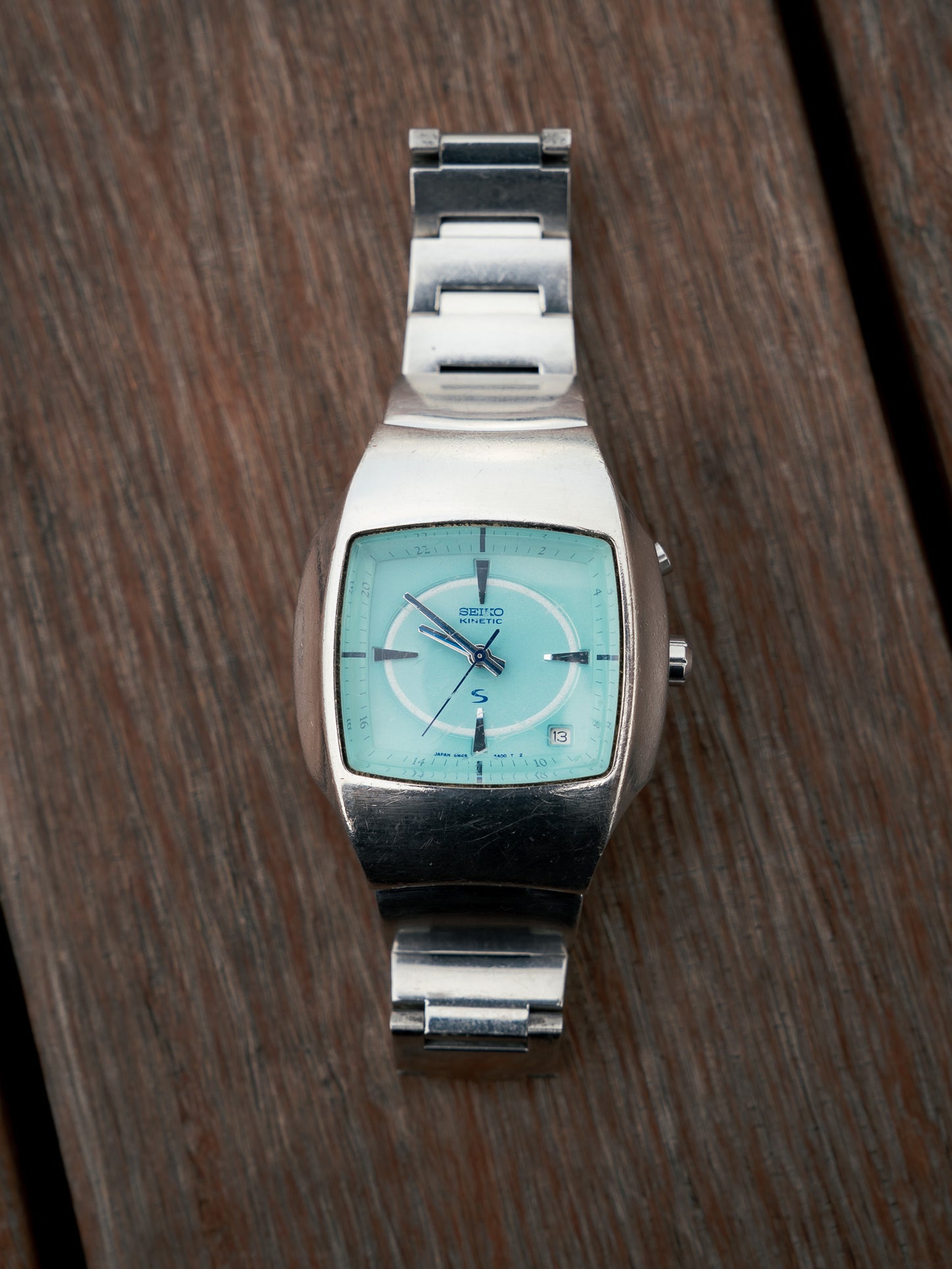 1997 SEIKO Kinetic GMT Square 5M45-5A00 Watch