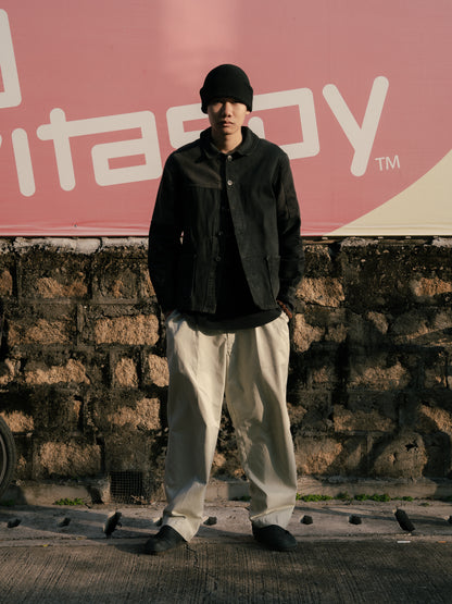 1930-40s French Black Moleskin Work Jacket