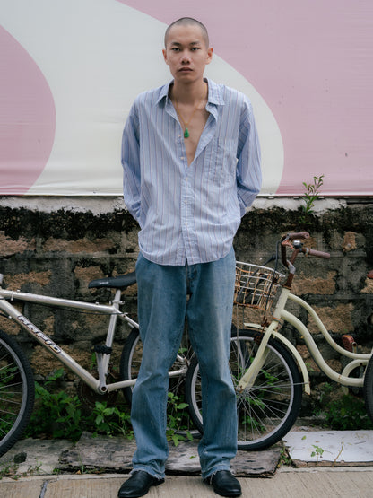 「WRANGLER」條紋長袖羈扣襯衫