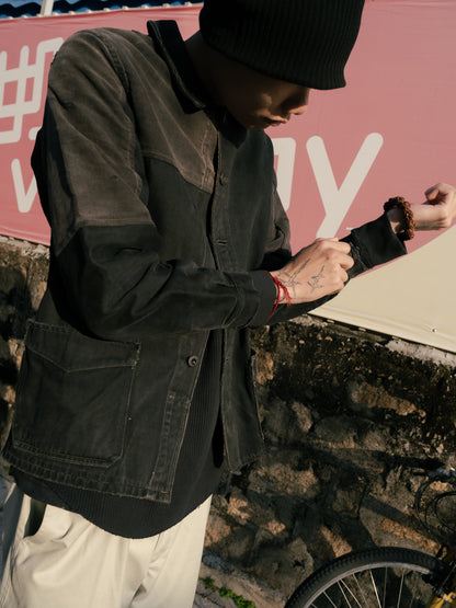 1930-40s French Black Moleskin Work Jacket