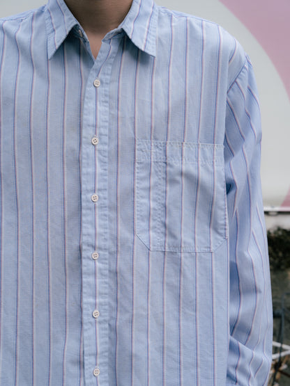 「WRANGLER」條紋長袖羈扣襯衫