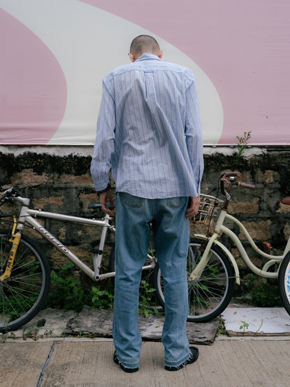 「WRANGLER」條紋長袖羈扣襯衫