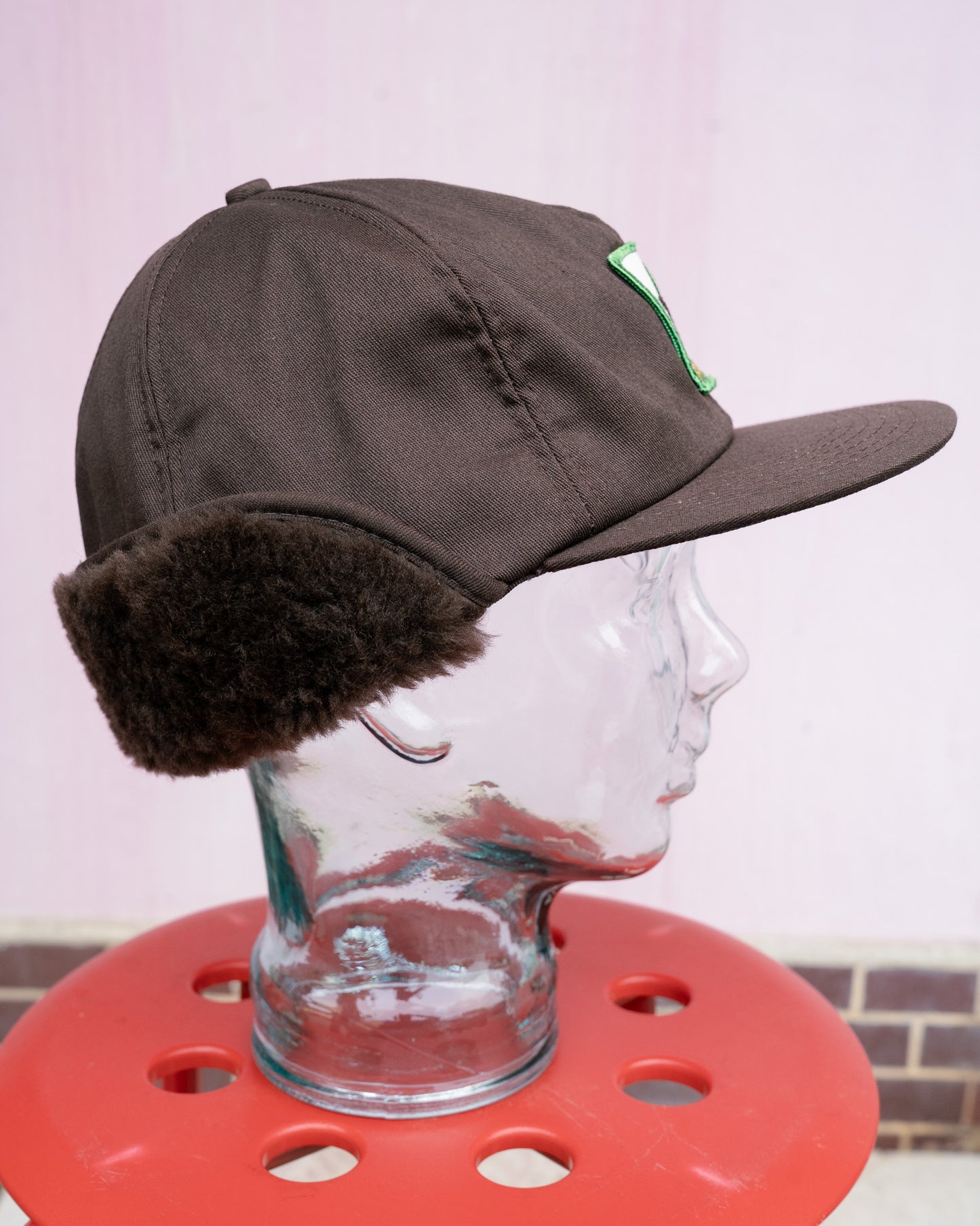 1980s "K-Products" Brown's Seed Fleece Ear-Flap Winter Hat