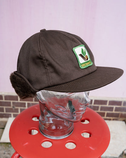 1980s "K-Products" Brown's Seed Fleece Ear-Flap Winter Hat