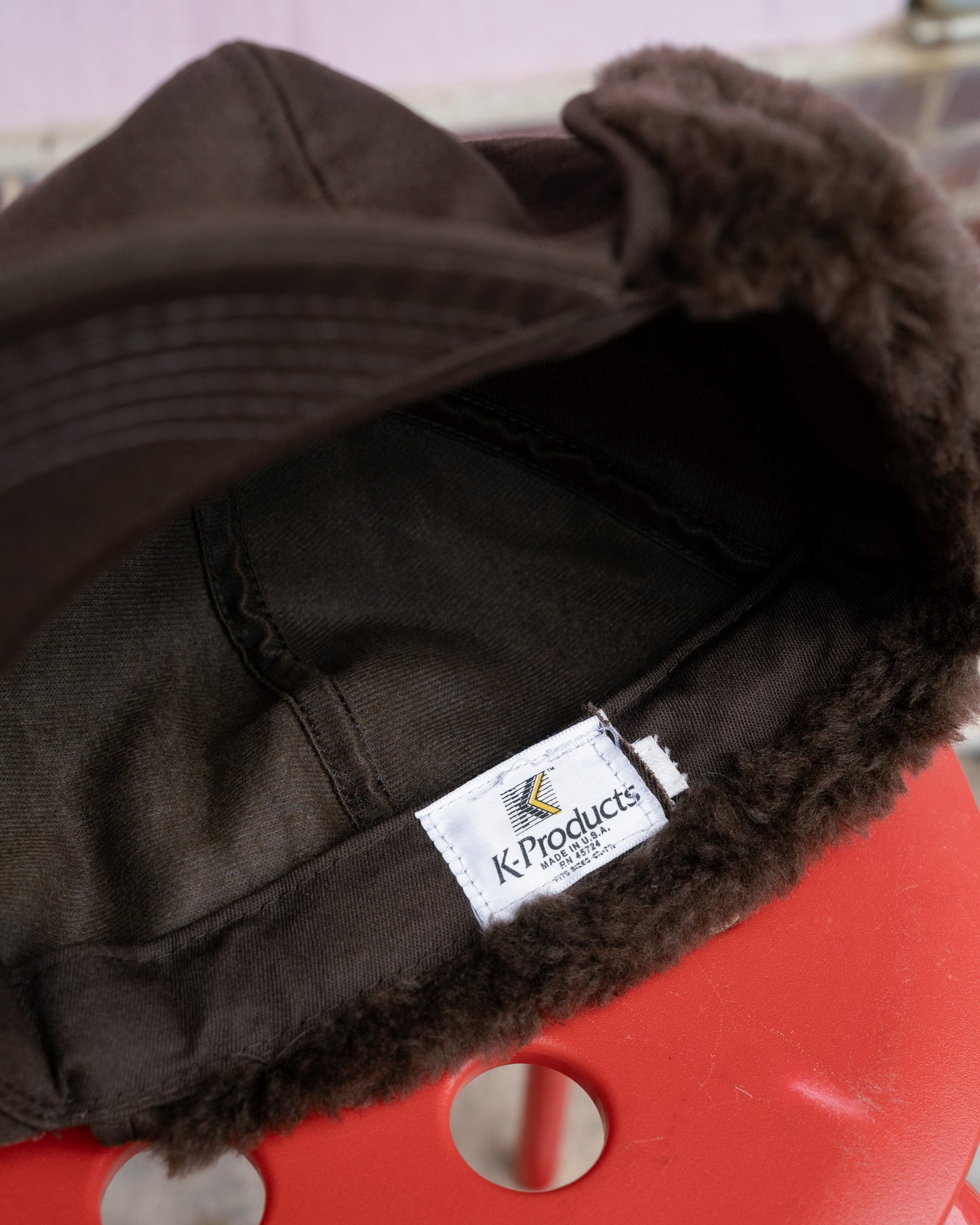 1980s "K-Products" Brown's Seed Fleece Ear-Flap Winter Hat