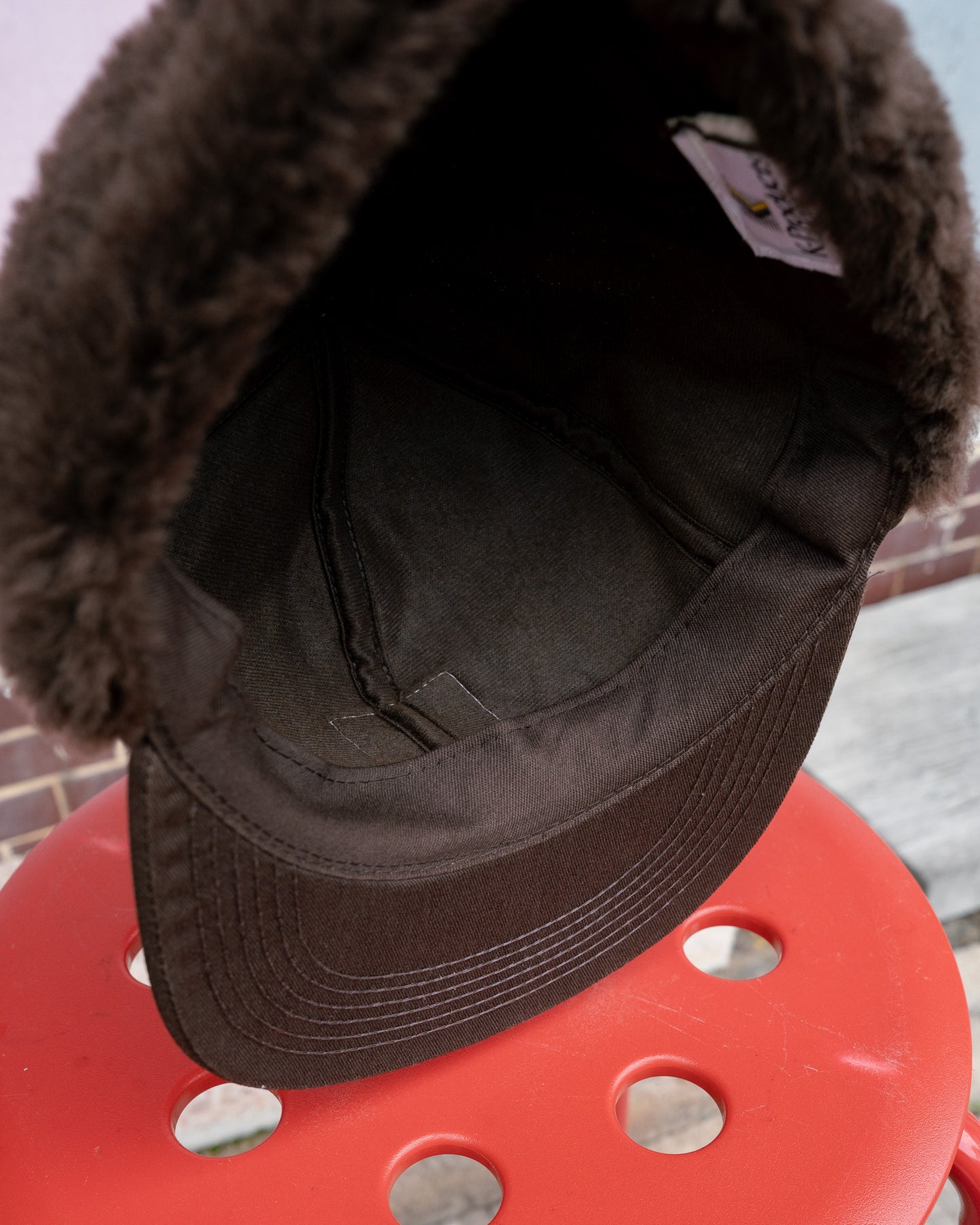 1980s "K-Products" Brown's Seed Fleece Ear-Flap Winter Hat