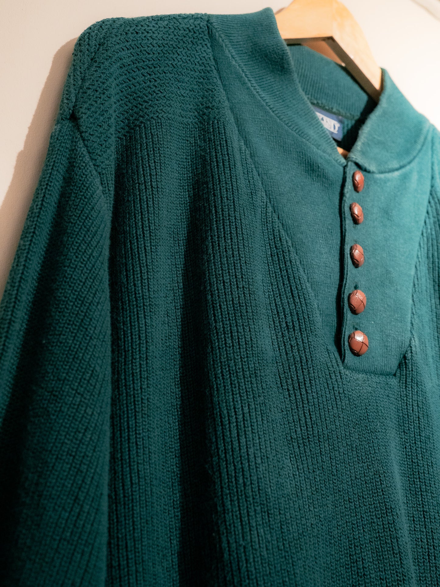 1990s "LANDS' END" Henley Knit Sweater