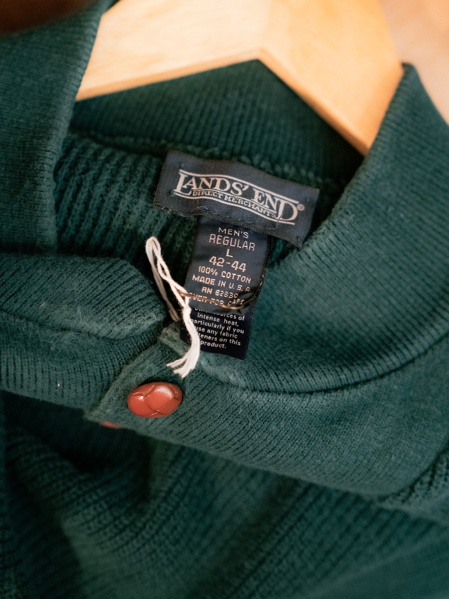 1990s "LANDS' END" Henley Knit Sweater