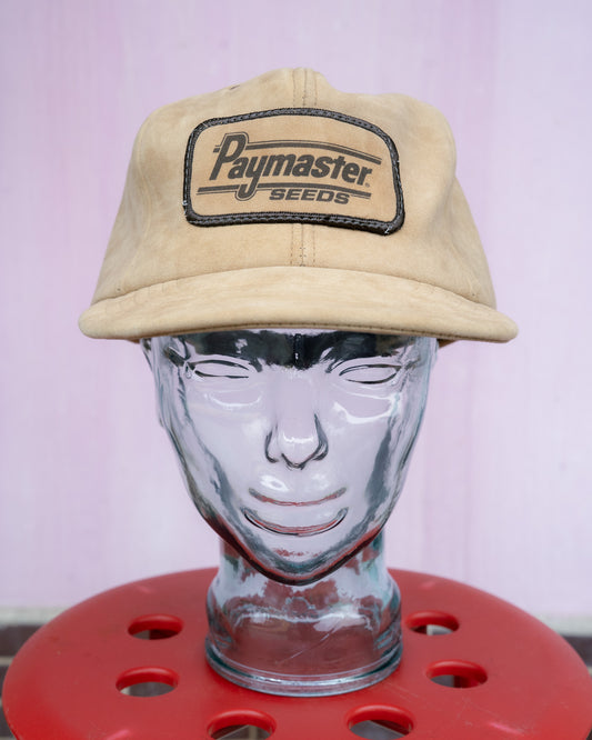 1980s "Paramount Cap Mfg Co." Paymaster Seeds Faux Suede Cap