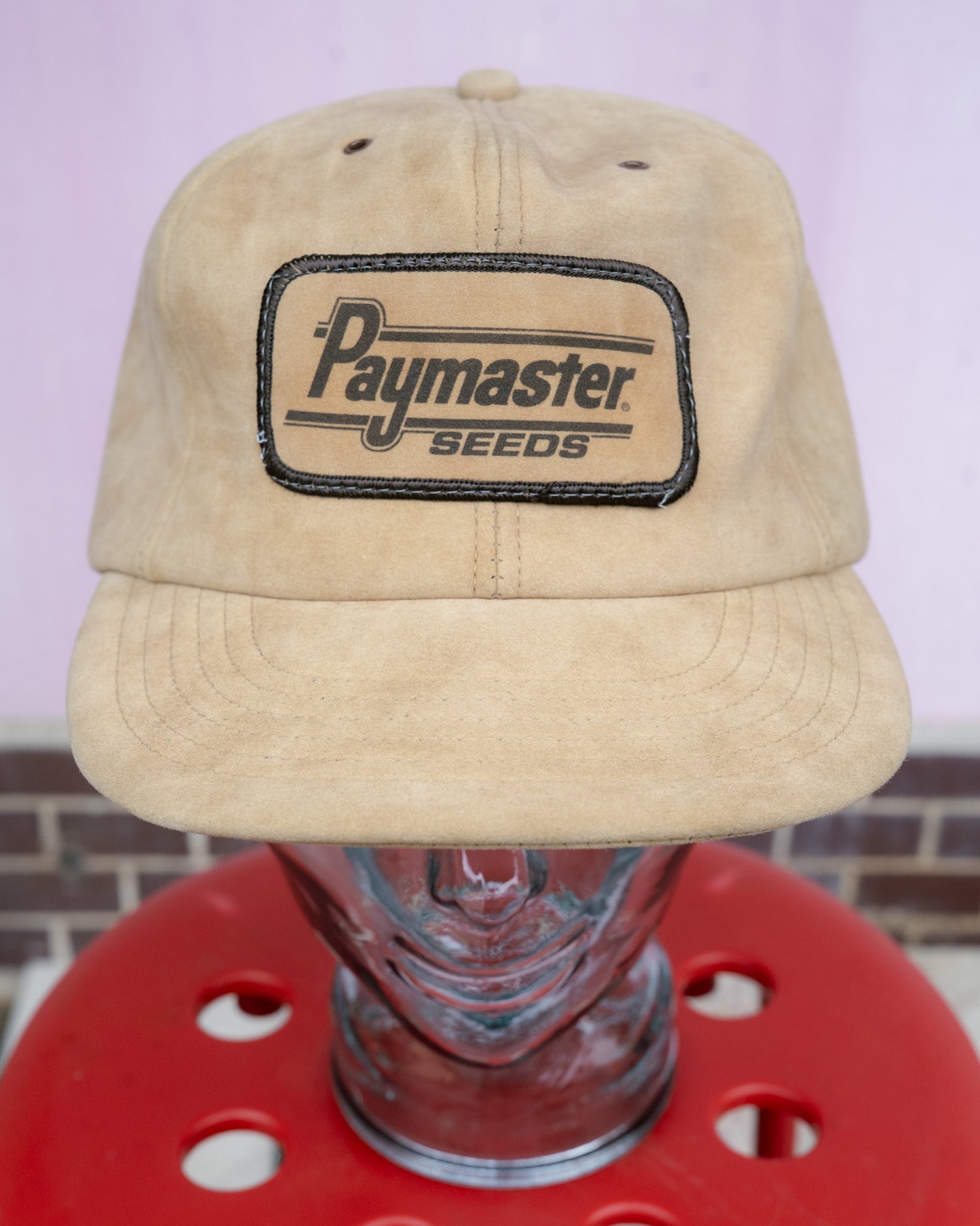 1980s "Paramount Cap Mfg Co." Paymaster Seeds Faux Suede Cap