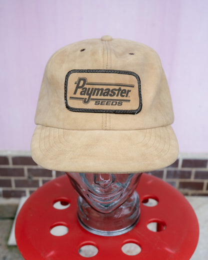 1980s "Paramount Cap Mfg Co." Paymaster Seeds Faux Suede Cap