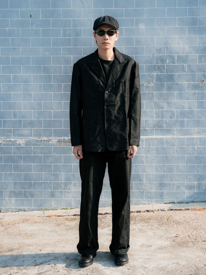 1950s French "LIVRADOR" Black Moleskin Lapeled Work Jacket - Deadstock