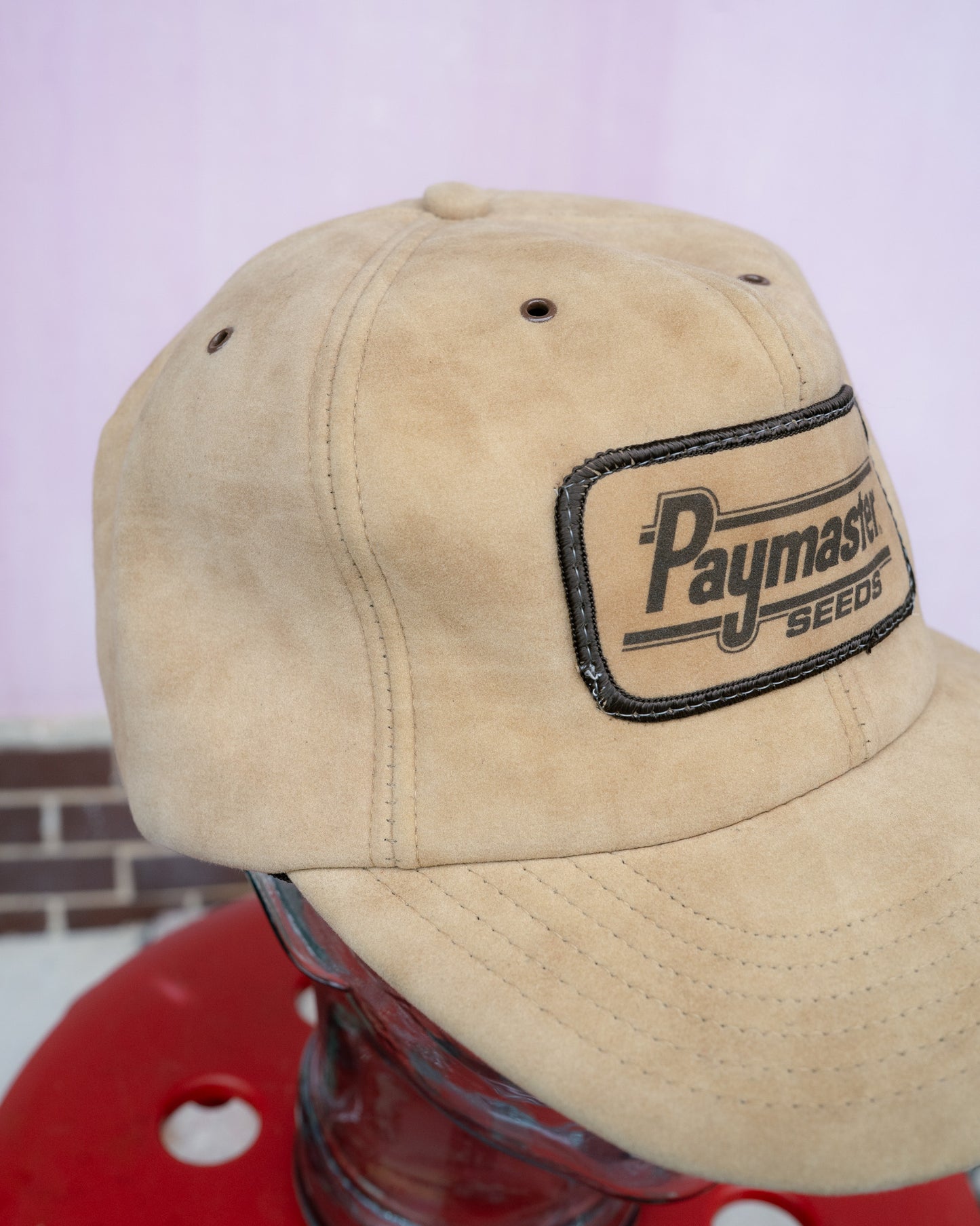 1980s "Paramount Cap Mfg Co." Paymaster Seeds Faux Suede Cap