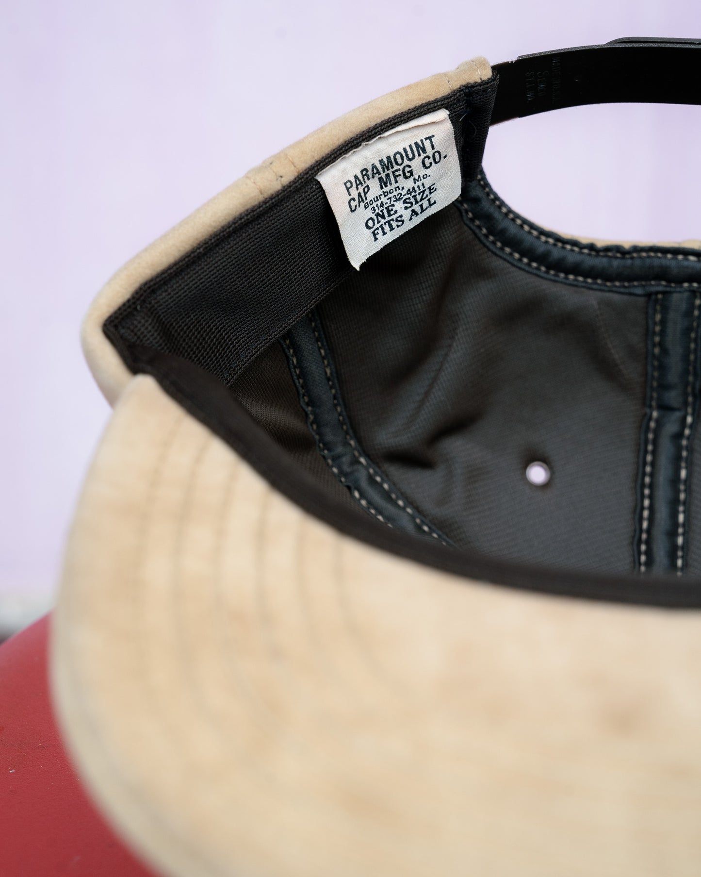 1980s "Paramount Cap Mfg Co." Paymaster Seeds Faux Suede Cap