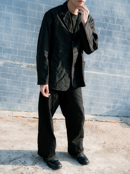 1950s French "LIVRADOR" Black Moleskin Lapeled Work Jacket - Deadstock