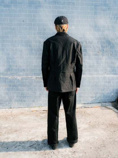 1950s French "LIVRADOR" Black Moleskin Lapeled Work Jacket - Deadstock