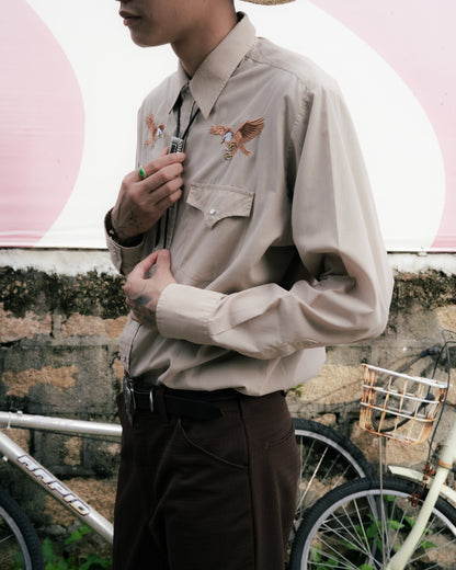 1980-90s "PLAINS" Eagles Western Pearl Snap Long Sleeve Shirt