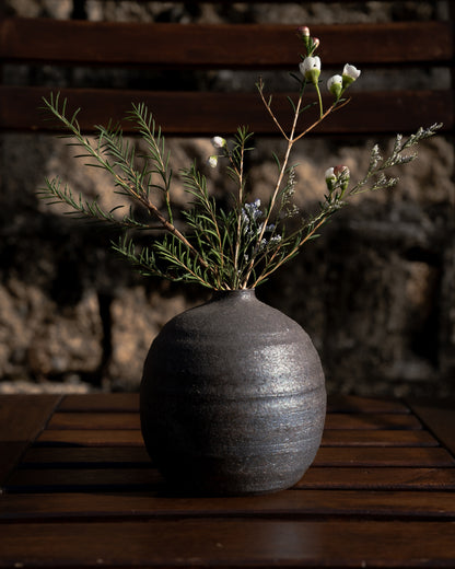 SHOWA ERA - Ceramic Vase 昭和時期 備前燒 清窯 丸型 挽插し 花器