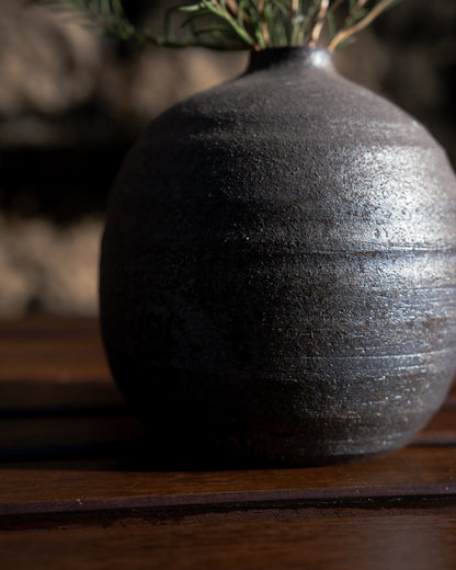 SHOWA ERA - Ceramic Vase 昭和時期 備前燒 清窯 丸型 挽插し 花器