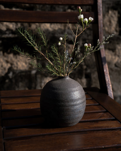 SHOWA ERA - Ceramic Vase 昭和時期 備前燒 清窯 丸型 挽插し 花器