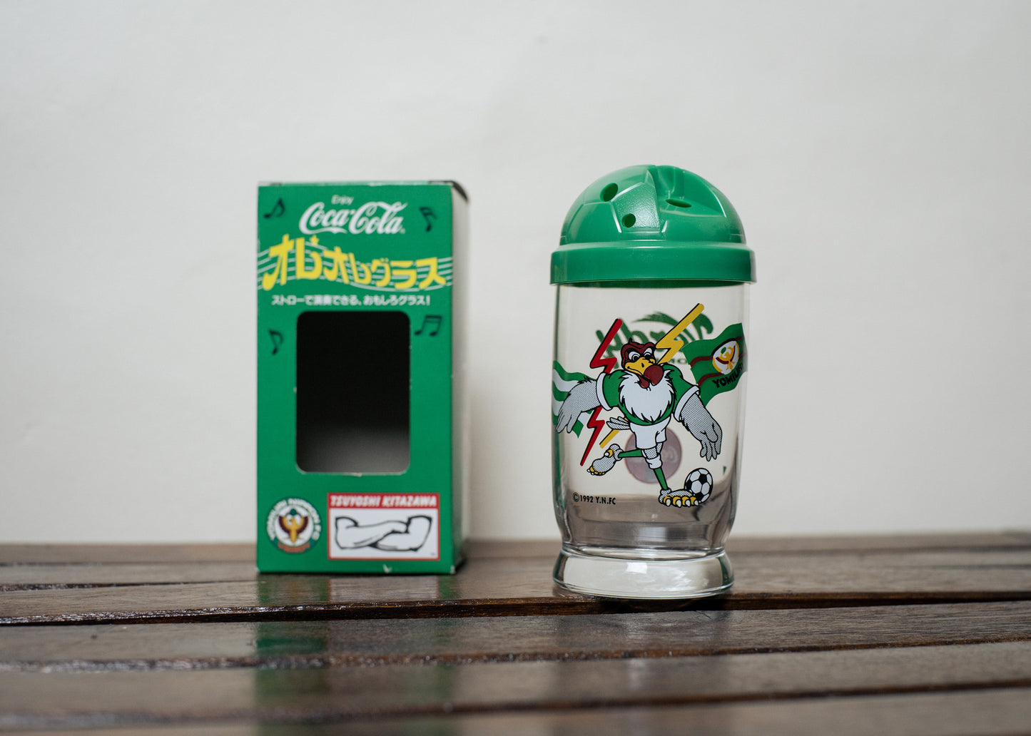 COCA-COLA 1992 Verdy Yomiuri Nippon FC Tsuyoshi Kitazawa 紀念玻璃杯