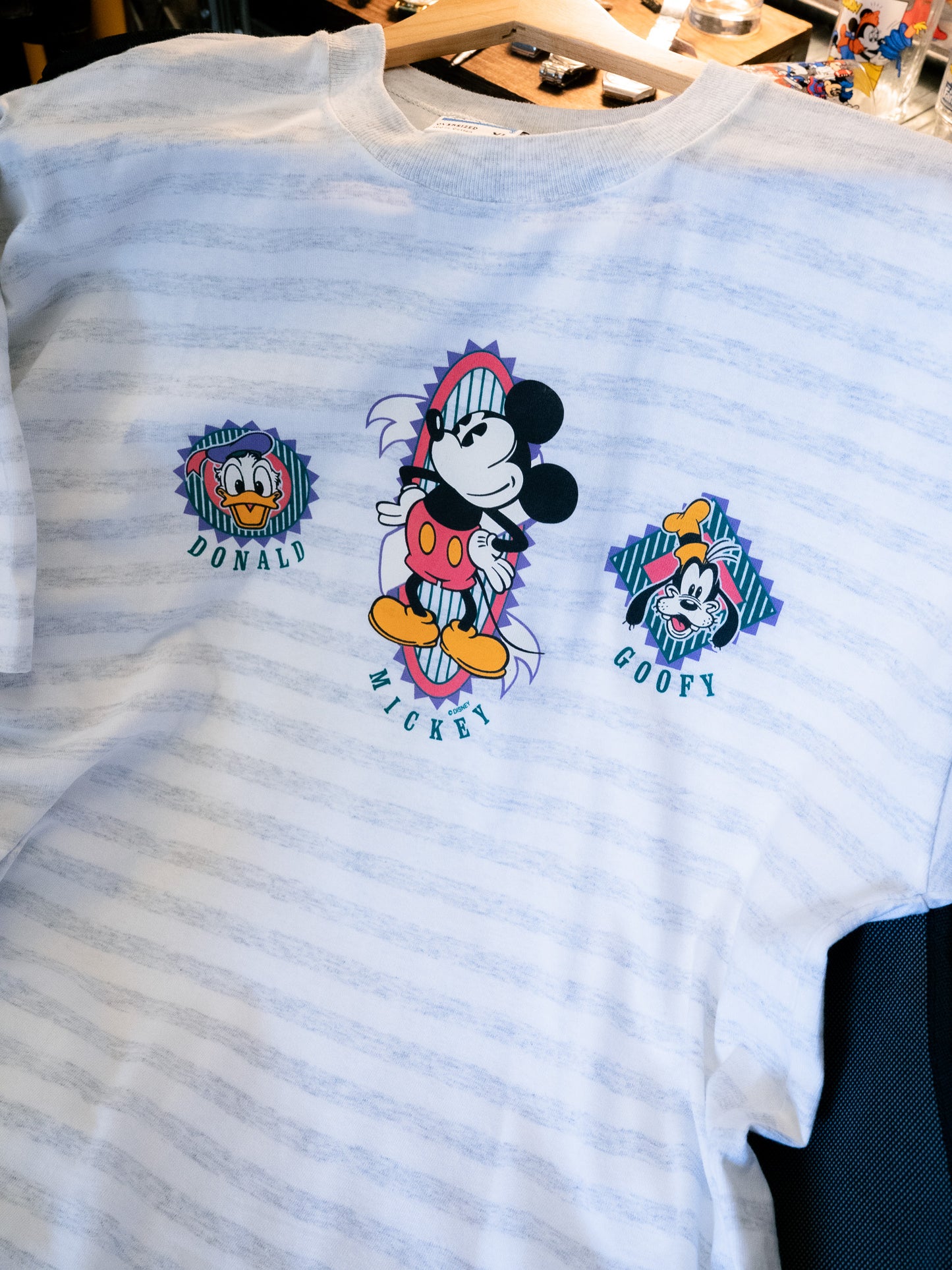 1990s "GEAR FOR SPORTS" Disney Trio Character Oversized Striped Tee - NOS