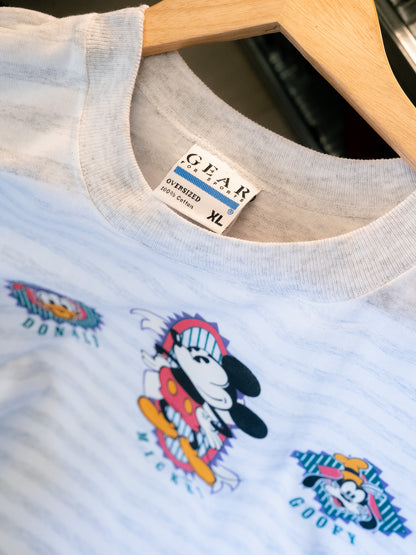 1990s "GEAR FOR SPORTS" Disney Trio Character Oversized Striped Tee - NOS