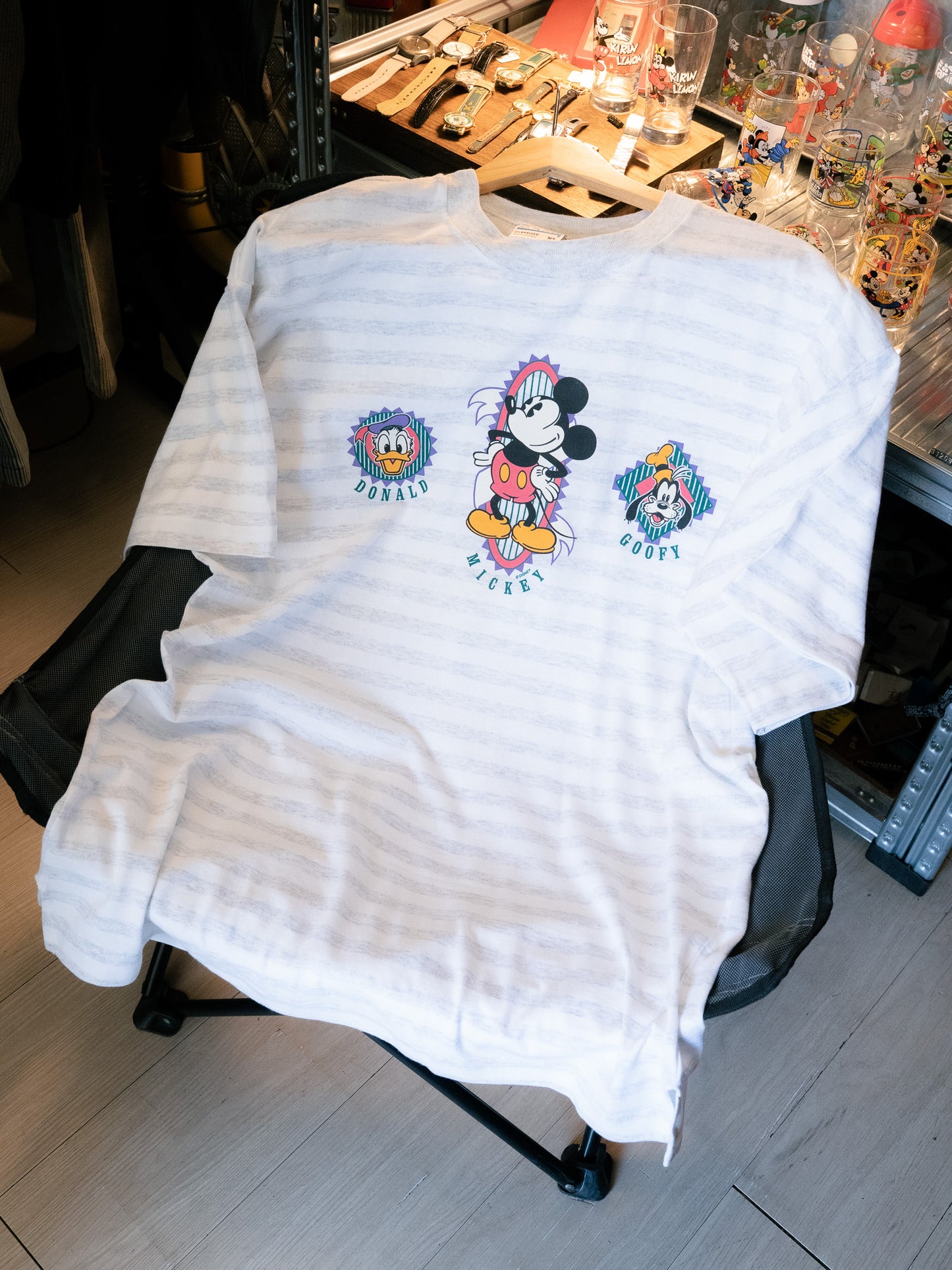 1990s "GEAR FOR SPORTS" Disney Trio Character Oversized Striped Tee - NOS