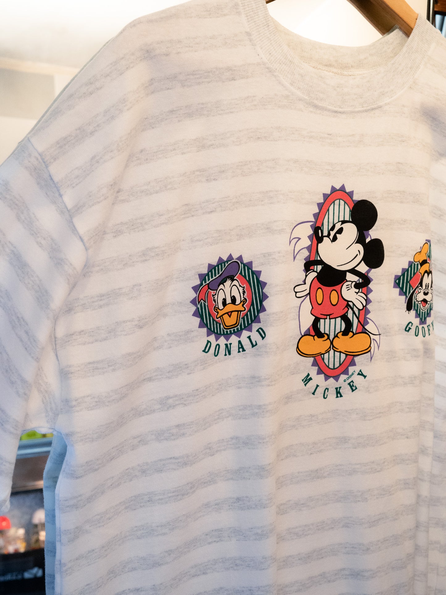 1990s "GEAR FOR SPORTS" Disney Trio Character Oversized Striped Tee - NOS