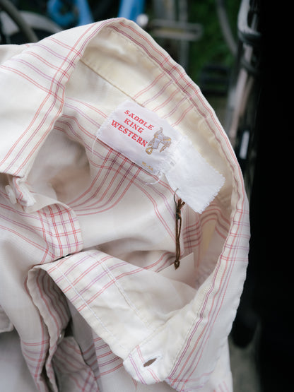 1990s "SADDLE KING WESTERN" Flannel Pearl Snap Short Sleeves Shirt