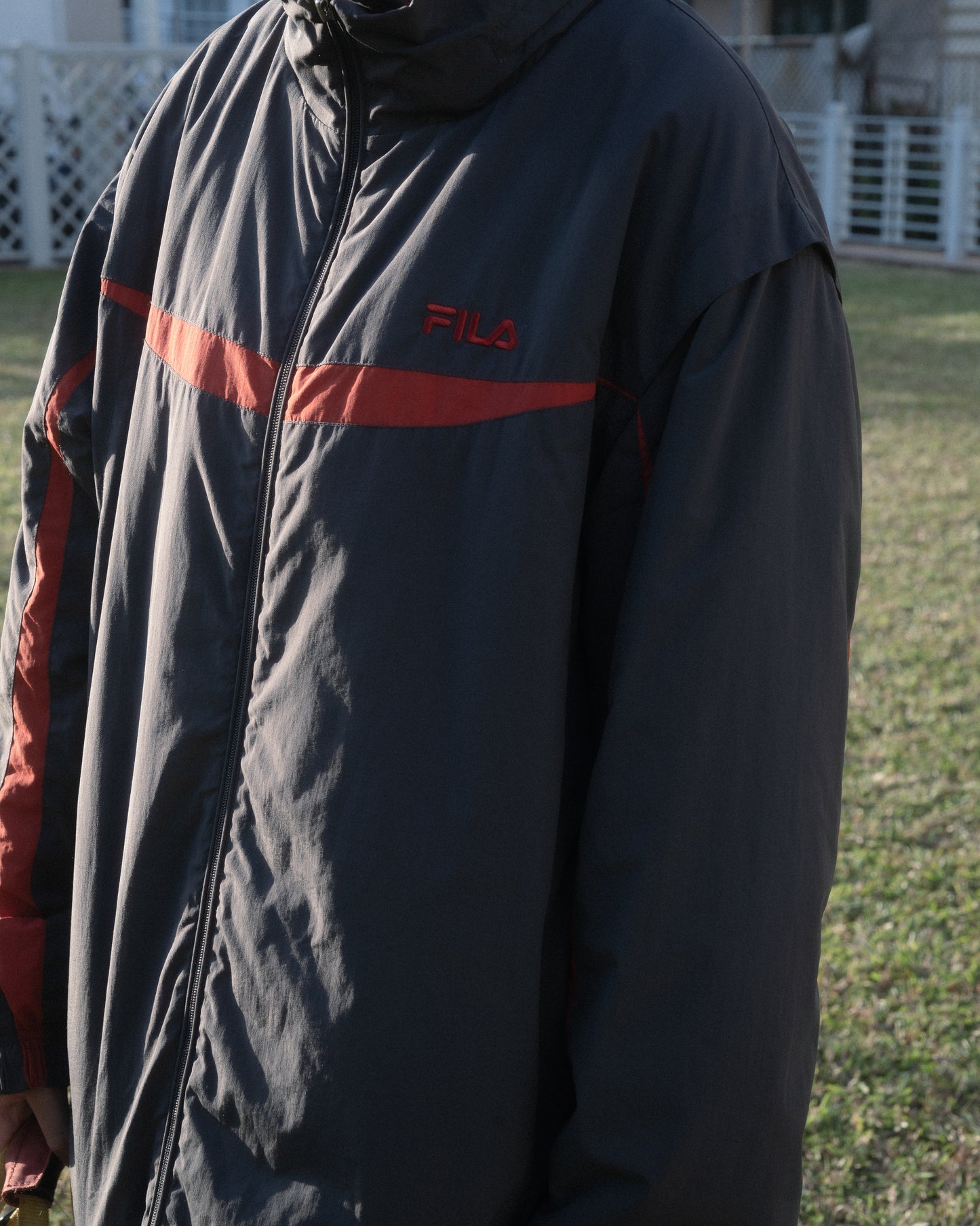 "FILA" Hidden-Hat Full Zip Jacket