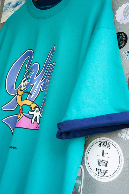 Mid 1990s "THE DISNEY STORE" Goofy Mock Layer Tee - NOS